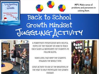 Preview of Back-to-School Growth Mindset Juggling Activity