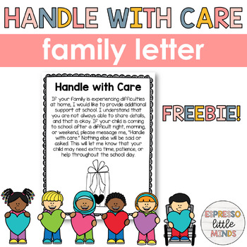 Preview of Back-to-School Handle with Care Family Note Classroom Community & Relationships