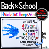 Back to School Handprint Poem | Keepsake| Editable Activity