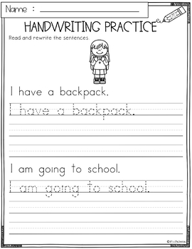 Back to School Handwriting Practice by Miss Faleena | TPT