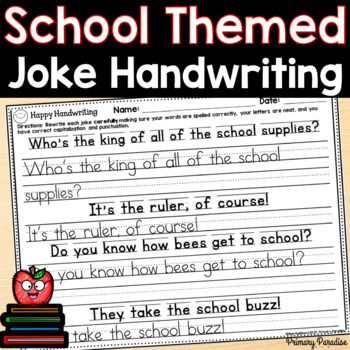 Preview of Back to School Handwriting Practice Jokes: Grades 1,2,&3