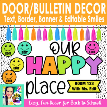 Preview of Back to School Happy Place Welcome Bulletin Board or Door Decor Kit