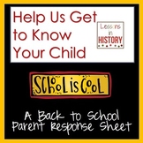 Back to School - Help Us Learn About Your Child - Parent R