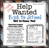 Back to School Help Wanted (Middle School): Getting to Know You