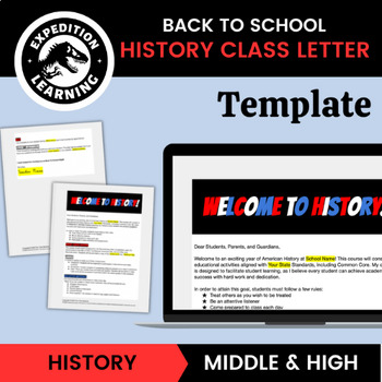 Preview of Back to School: History Class Letter - Editable Template