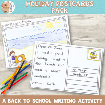 Preview of Back to School Holiday Writing Postcard Activity