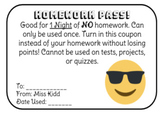 Back to School Homework Passes