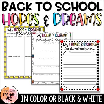 Preview of Back to School - Hopes and Dreams