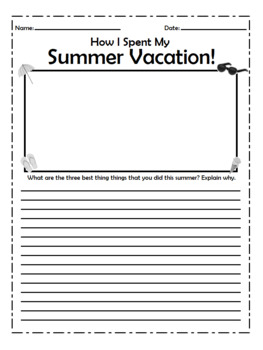 Back to School! How I Spent My Summer Vacation! by Wow Worksheets