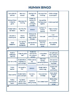 Preview of Back-to-School Human Bingo: 4 different game cards, middle or high school! FREE