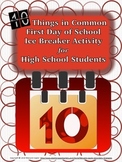 Back to School Ice Breaker Activity : 10 Things in Common 