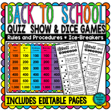 Back to School Ice Breakers  and Rules & Procedures Quiz S