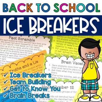 Preview of Back to School Ice Breakers Team Building Activities and Brain Breaks