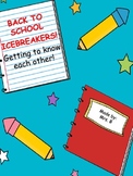 Back to School Ice Breakers for the first day/week of school!