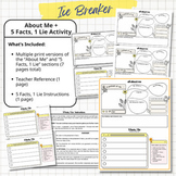 Back to School Icebreaker: All About Me, and 5 Facts / 1 L