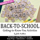 Back-to-School Icebreaker Activities, Getting-to-Know-You,