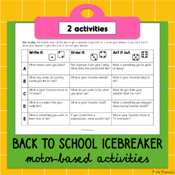 Back to School Icebreaker - motor-based activities by Pink Pomelo