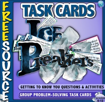 Preview of Icebreakers Task Cards Getting to Know You Questions for Back to School SAMPLER