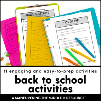 Preview of Back to School Icebreakers and Activities for Middle School