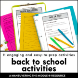 Back to School Icebreakers and Activities for Middle School