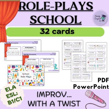 Preview of Back to School Improv Drama Club ELA and ESL Role-Playing Cards