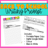 Back to School- Inclusive Writing Prompt
