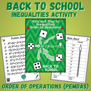 Preview of Back to School Inequalities Activity (PEMDAS) | 5th/6th Grade Math Game