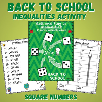 Preview of Back to School Inequalities Activity | Square Numbers | 5th/6th Grade Math Game