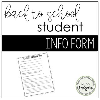 Preview of Back to School Info Form