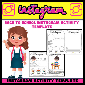 Preview of Back to School Instagram Activity Template - All About Me - First Day Stories!