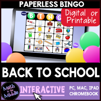 Preview of Back to School Interactive Digital Bingo Game (5x5)