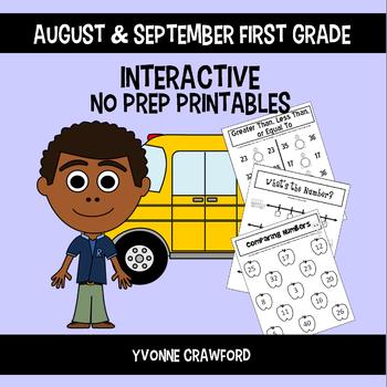 Preview of Back to School Interactive No Prep Printables First Grade | Skills Review