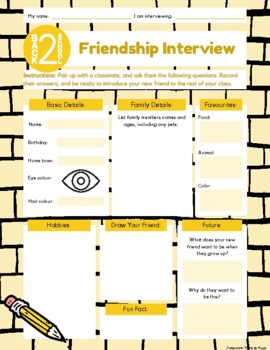 Back to School: Interview a Friend by Classroom Tools by Paige | TpT