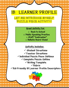 Preview of Back to School! Let Me Introduce Myself Puzzle Piece with MYP IB Learner Profile