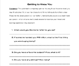 Back to School Introductions Worksheet