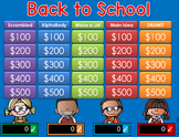 Back to School Jeopardy Style Game Show - BTS 2 to 6 Gr - 