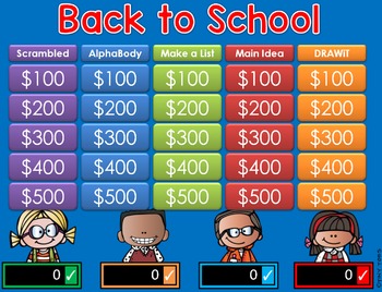 Preview of Back to School Jeopardy Style Game Show - BTS 2 to 6 Gr - GC Distance Learning