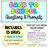 Back to School Journal Questions & Prompts
