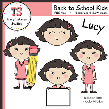 Back To School Kids Clipart Set Girl4 Lucy Tracy Sztanya Studios