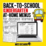 Back to School Kindergarten Choice Board Activities - Math