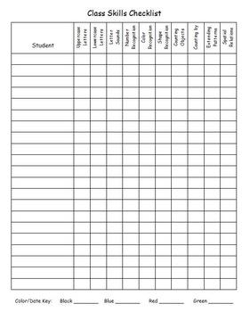 Back to School - Kindergarten Basic Skills Inventory by D Conway