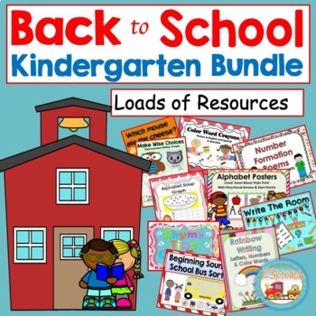 Preview of Back to School Kindergarten Bundle Pack, Literacy, Math, Community-Building
