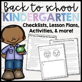 Back to School Kindergarten- Checklists, Lesson Plans and 