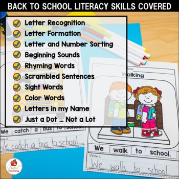 Back to School Literacy Worksheets (Kindergarten) by ...