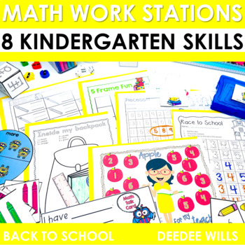 Preview of Back to School Kindergarten Math Centers Stations Games Activities Number Sense