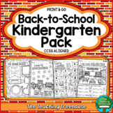 Back to School Kindergarten Pack, Print & Go, No Prep, CCS