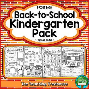 Preview of Back to School Kindergarten Pack, Print & Go, No Prep, CCSS Aligned