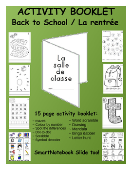 Preview of Back to School / La rentrée - FRENCH Activity Booklet & SmartNotebook slides