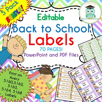 Preview of BUNDLE Back to School Labels Classroom Notebook Folder Name Tags (Editable)
