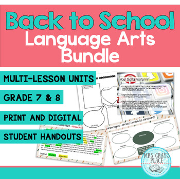 Preview of Back to School Language Arts Bundle - Middle School